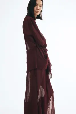 Robe avec détail torsadé - Bordeaux — photo 3