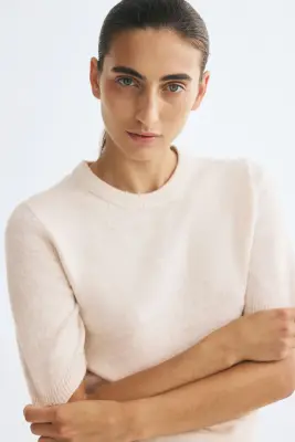 T-shirt en maille - Rose poudré — photo 2
