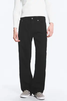 SPACE JEAN TAILLE MI-HAUTE COUPE DROITE DÉCONTRACTÉE - Black Rinse - Noir — photo 1