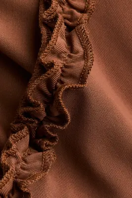 Top en jersey à effet ruché - Marron — photo 4