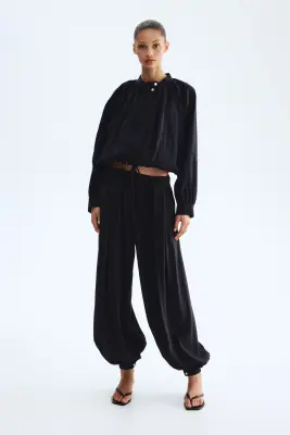 Veste à manches ballon en modal - Noir — photo 2