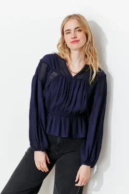 Blouse rétro unie Femme — photo 2