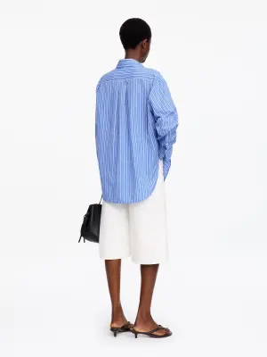Chemise ample en coton et soie - Bleu — photo 1