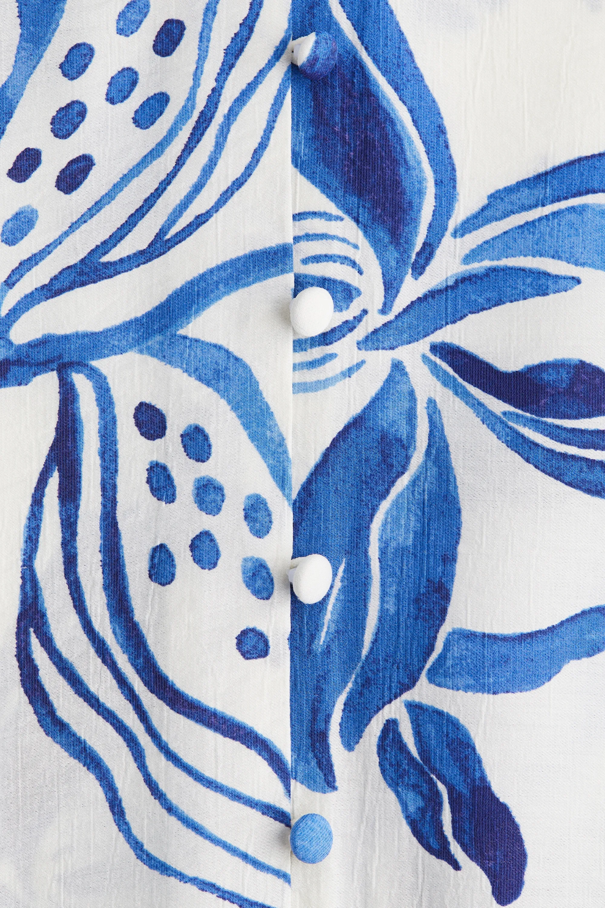 MAMA Robe Before & After avec ceinture à nouer - Blanc/bleu/fleuri
