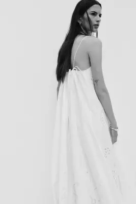 Robe en coton avec broderie anglaise - Blanc — photo 2