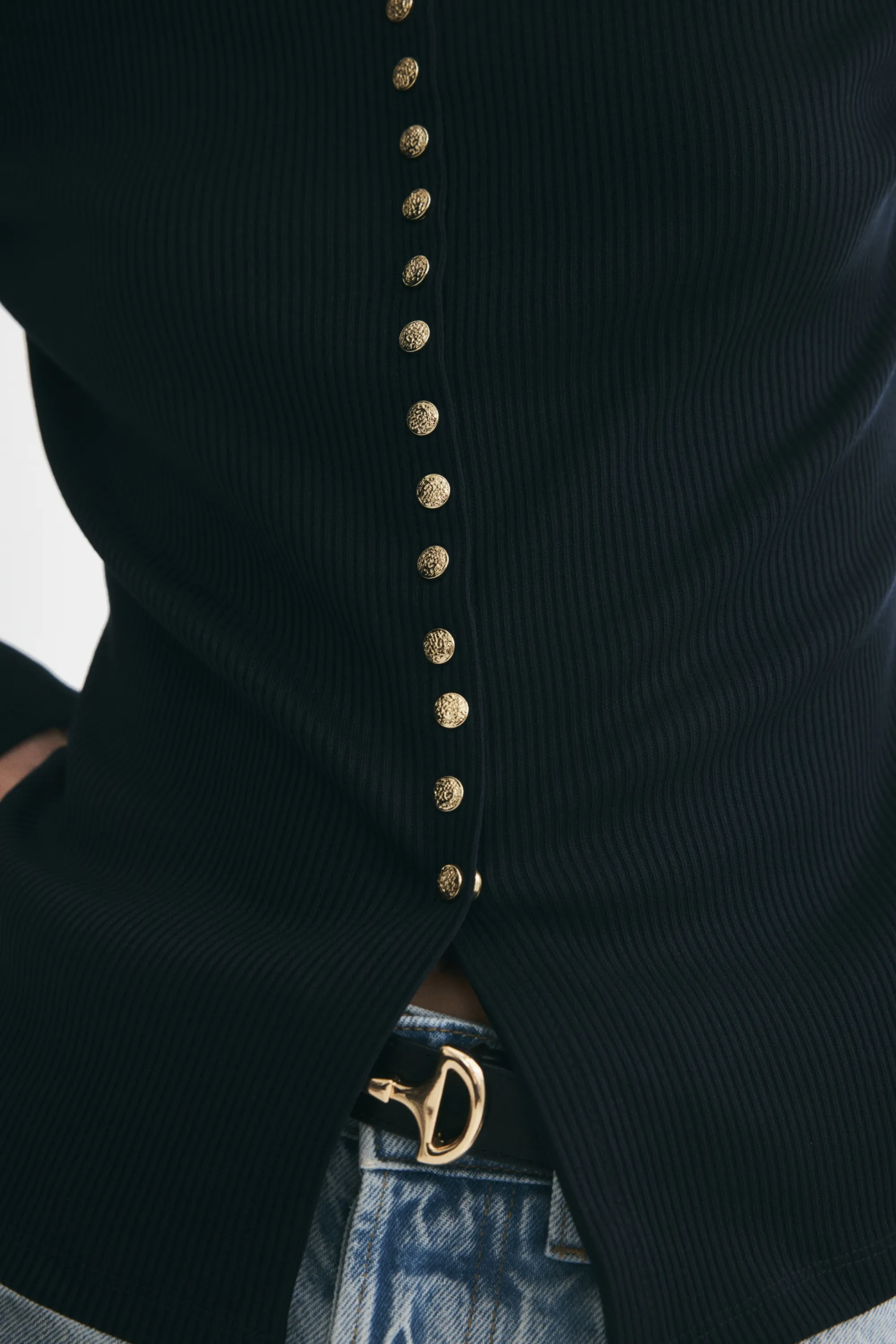 Gilet en maille côtelée - Bleu marine