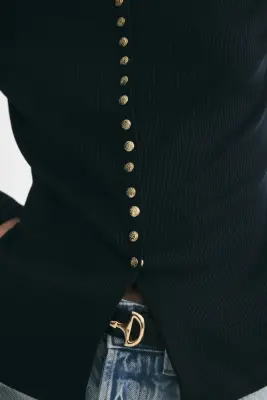 Gilet en maille côtelée - Bleu marine — photo 1