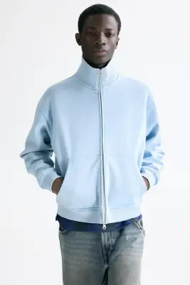Sweat boxy Loose Fit avec zip - Bleu clair — photo 2
