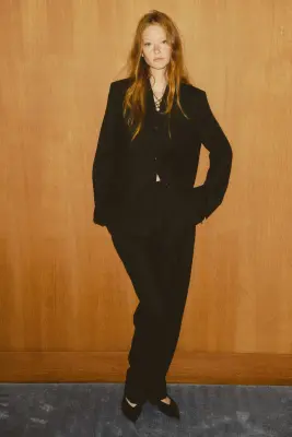 Pantalon chic en laine mélangée - Noir — photo 2