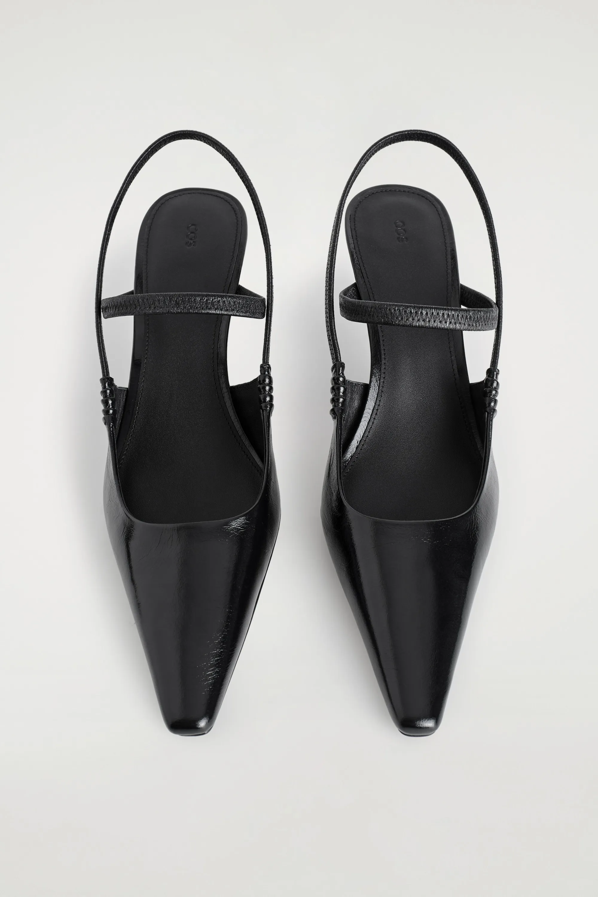 ESCARPINS SLINGBACK POINTUS PETIT TALON EN CUIR - NOIR