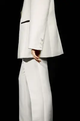 Blazer à fermeture croisée - Crème/noir — photo 3