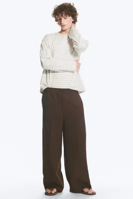 Pantalon de costume plissé baggy ample - Marron foncé — photo 2