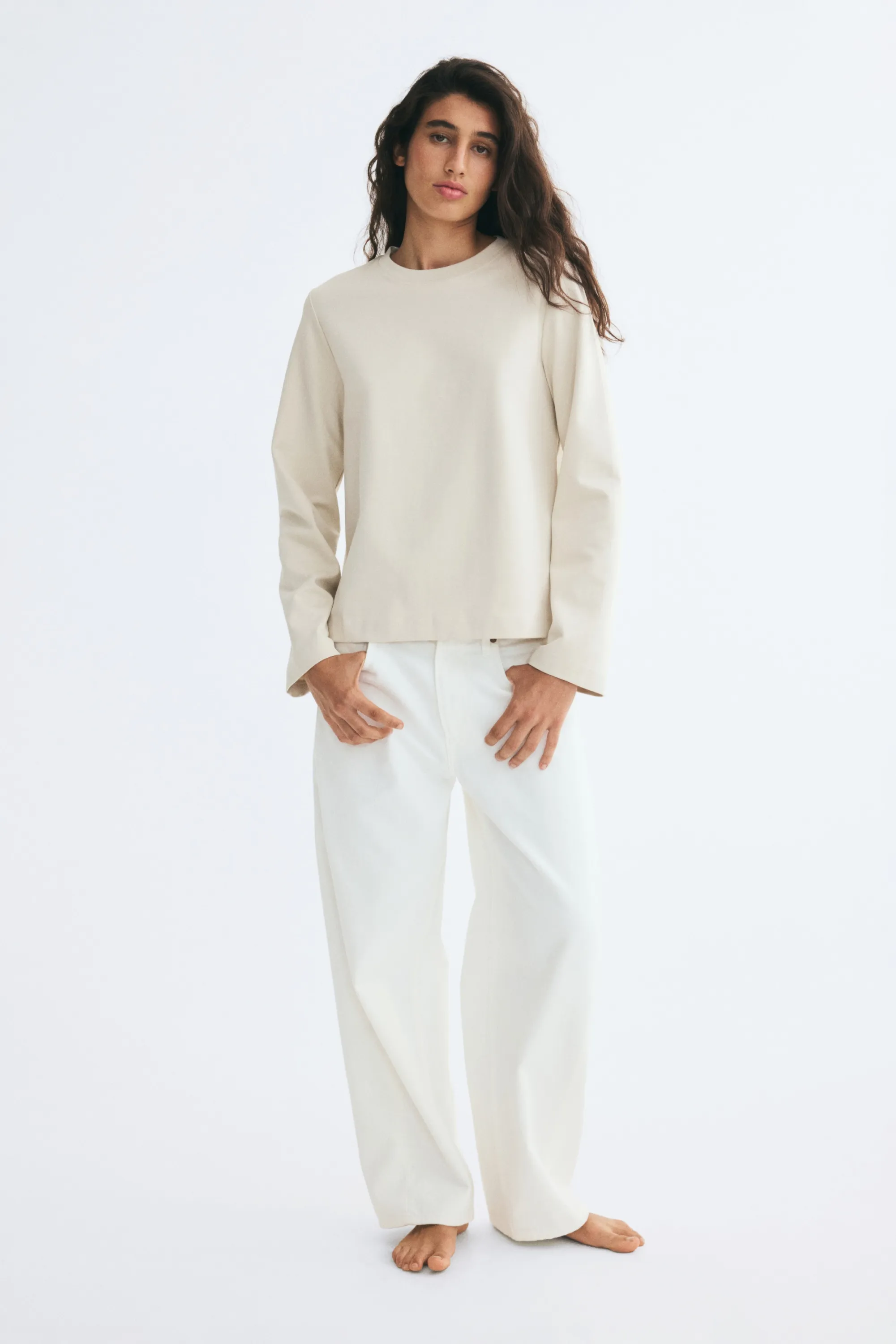 Top en coton interlock - Beige clair