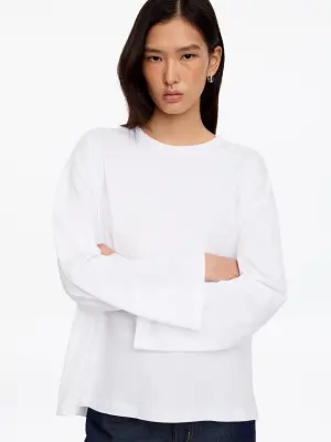 T-shirt décontracté à manches longues - Blanc — photo 3