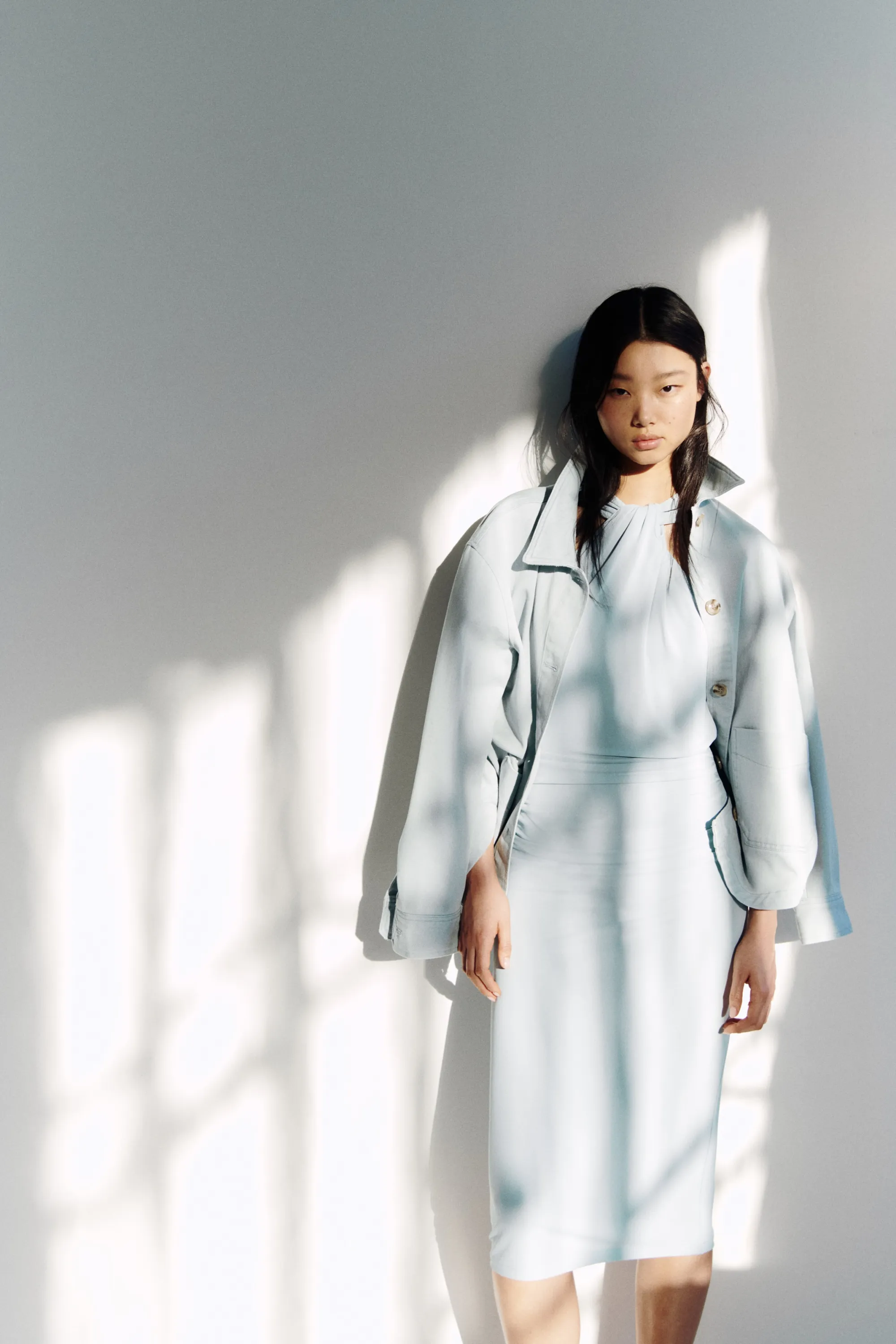 Robe en jersey à effet drapé - Turquoise ancien clair