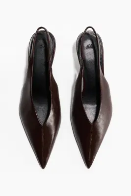 Escarpins à bride arrière avec talon kitten heel - Marron foncé — photo 2