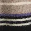 Pull en laine mélangée à col rond et coupe décontractée - Rayures noir/beige — photo 5
