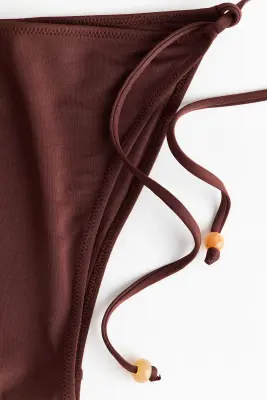 Bas de maillot Cheeky Tanga à nouer - Marron foncé — photo 4