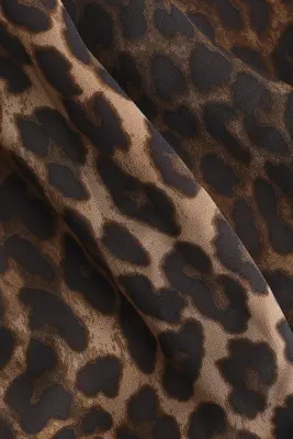 Robe à effet drapé avec col cheminée - Marron/imprimé léopard — photo 5