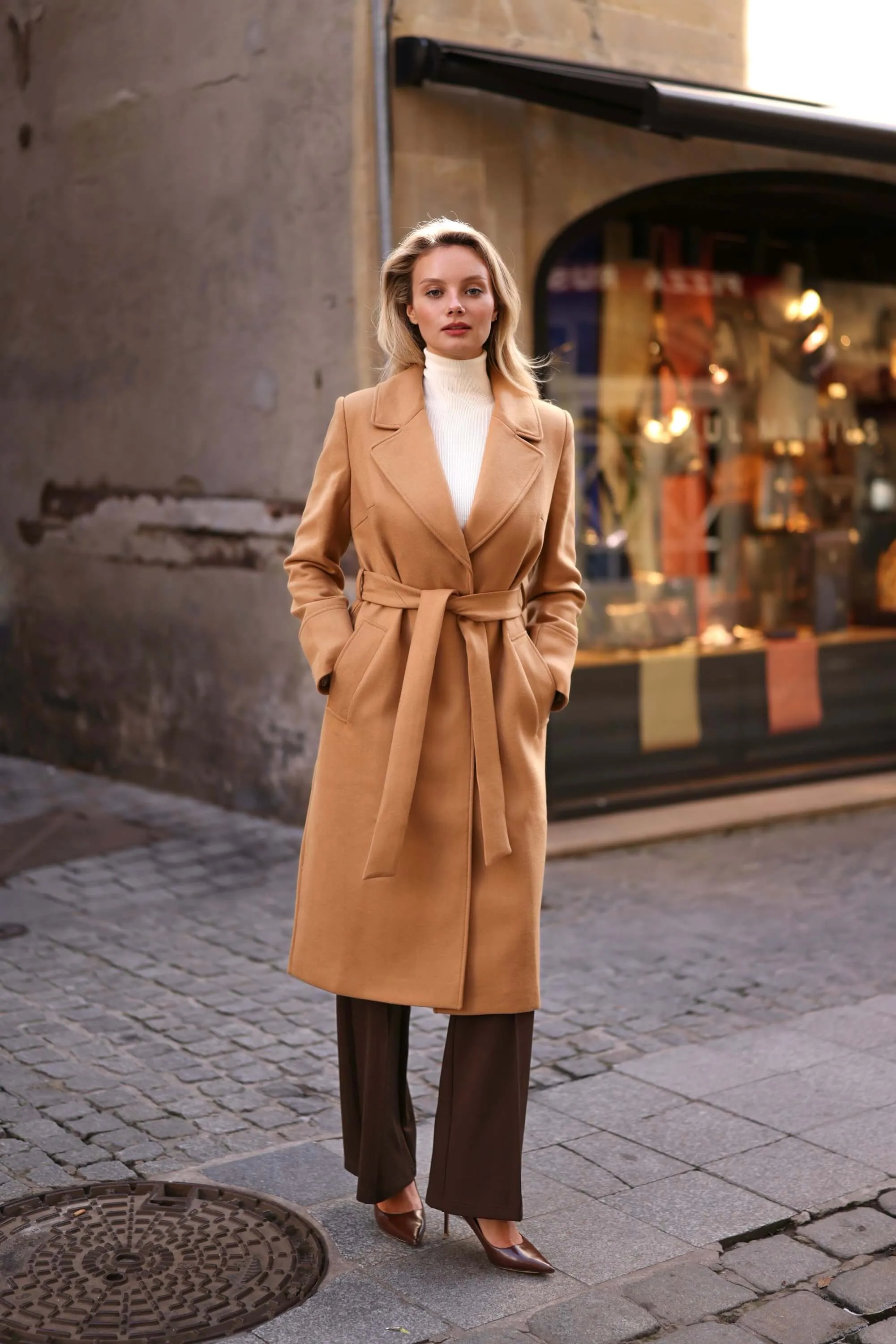 Giselle Wrap Coat - Beige