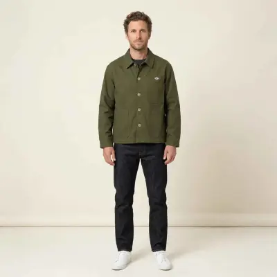 Veste en Popeline Logo dos Danton - Olive — photo 1