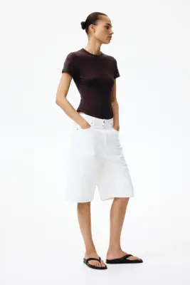 Body à manches courtes en microfibre - Marron foncé — photo 2