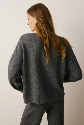 Pull oversize - Gris foncé chiné — photo 3