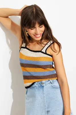 Débardeur rayé en crochet — photo 2