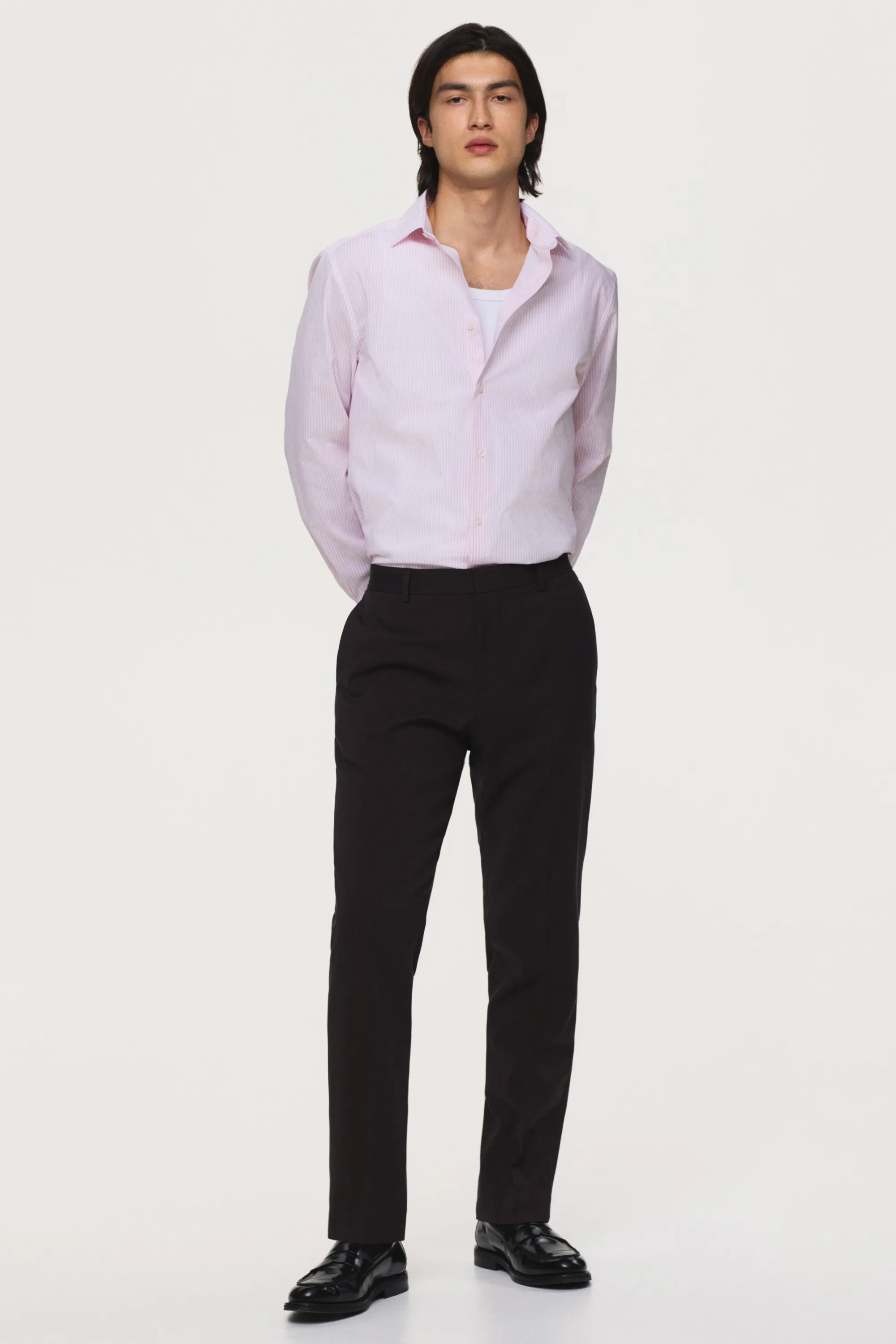 Chemise Slim Fit repassage facile - Rose clair/rayé
