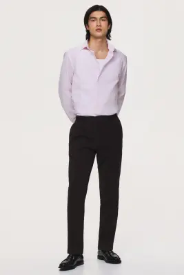 Chemise Slim Fit repassage facile - Rose clair/rayé — photo 1