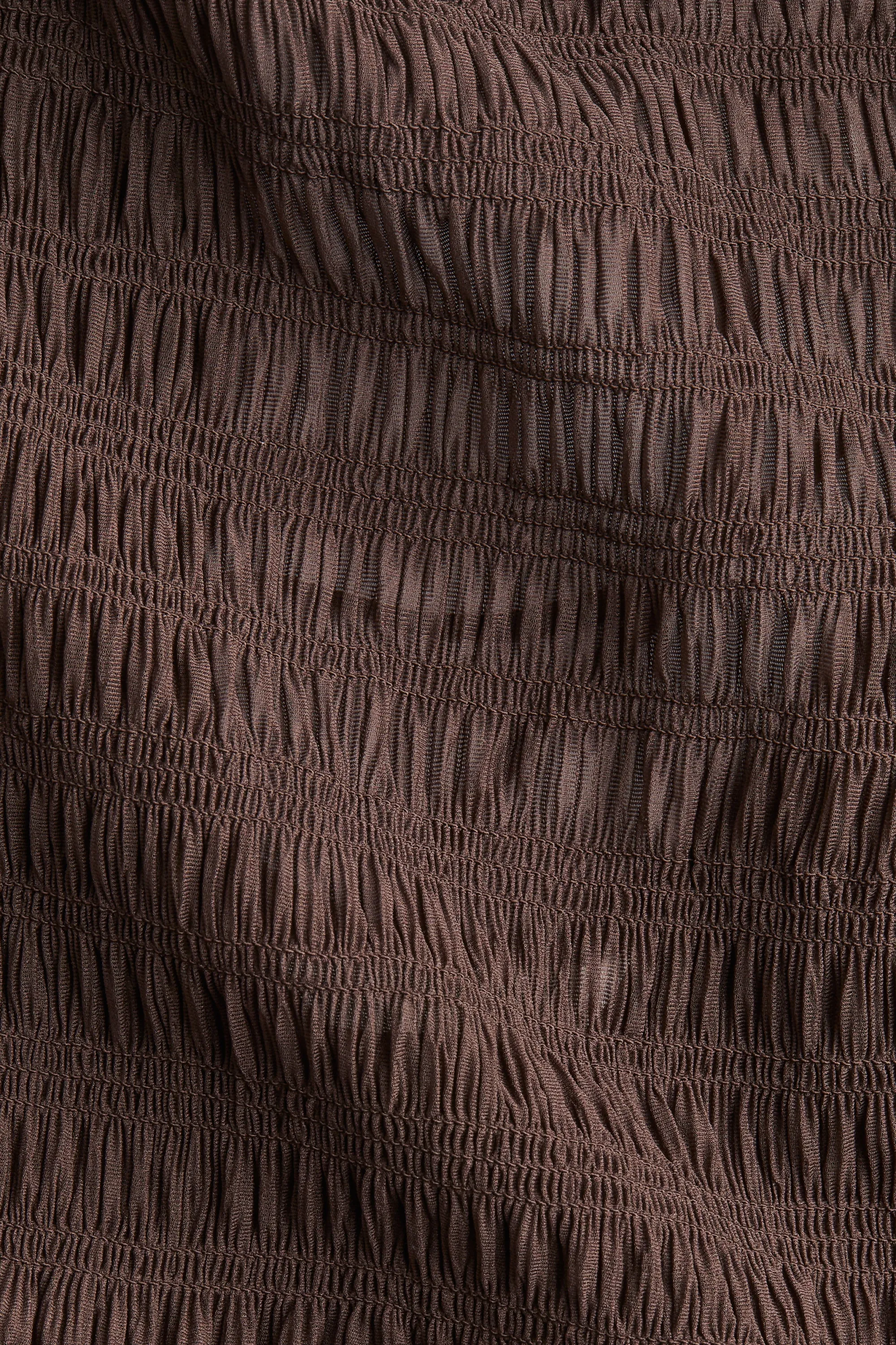 Top péplum smocké - Marron foncé