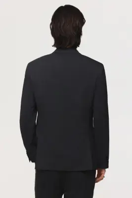Veste Slim Fit en laine mélangée - Gris foncé — photo 2