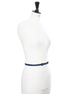 Ceinture fine en cuir bleu marine et boucle argent Prix boutique 140€ Taille 36 à 38 — photo 3