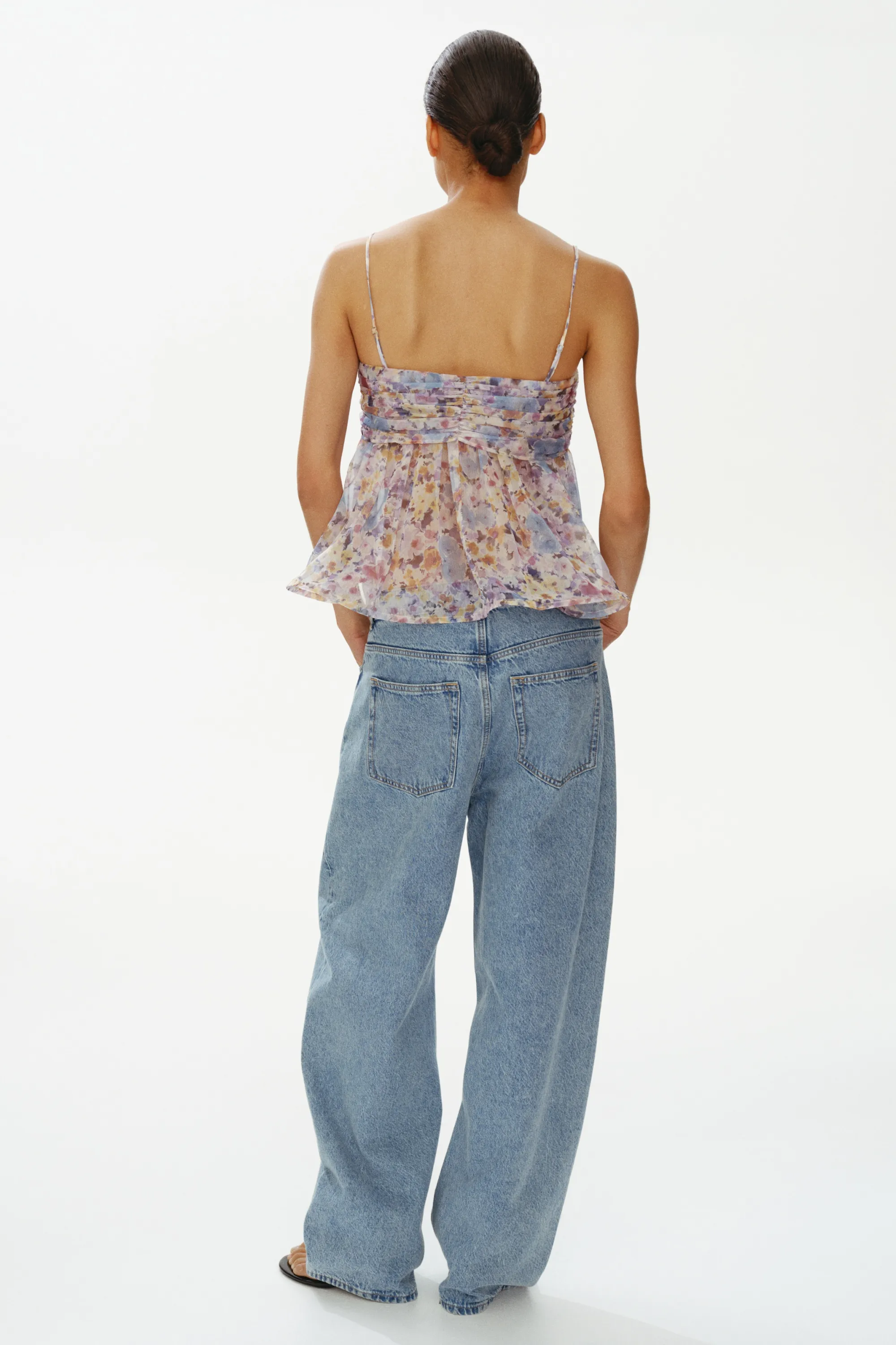 Top en mousseline avec détail à nouer - Violet ancien clair/fleuri