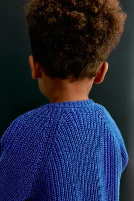Gilet en côtes fantaisie de coton - Bleu vif — photo 1