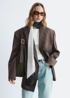 Blazer croisé en laine - Marron foncé — photo 2
