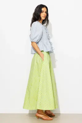 Jupe midi évasée rayée Femme — photo 4