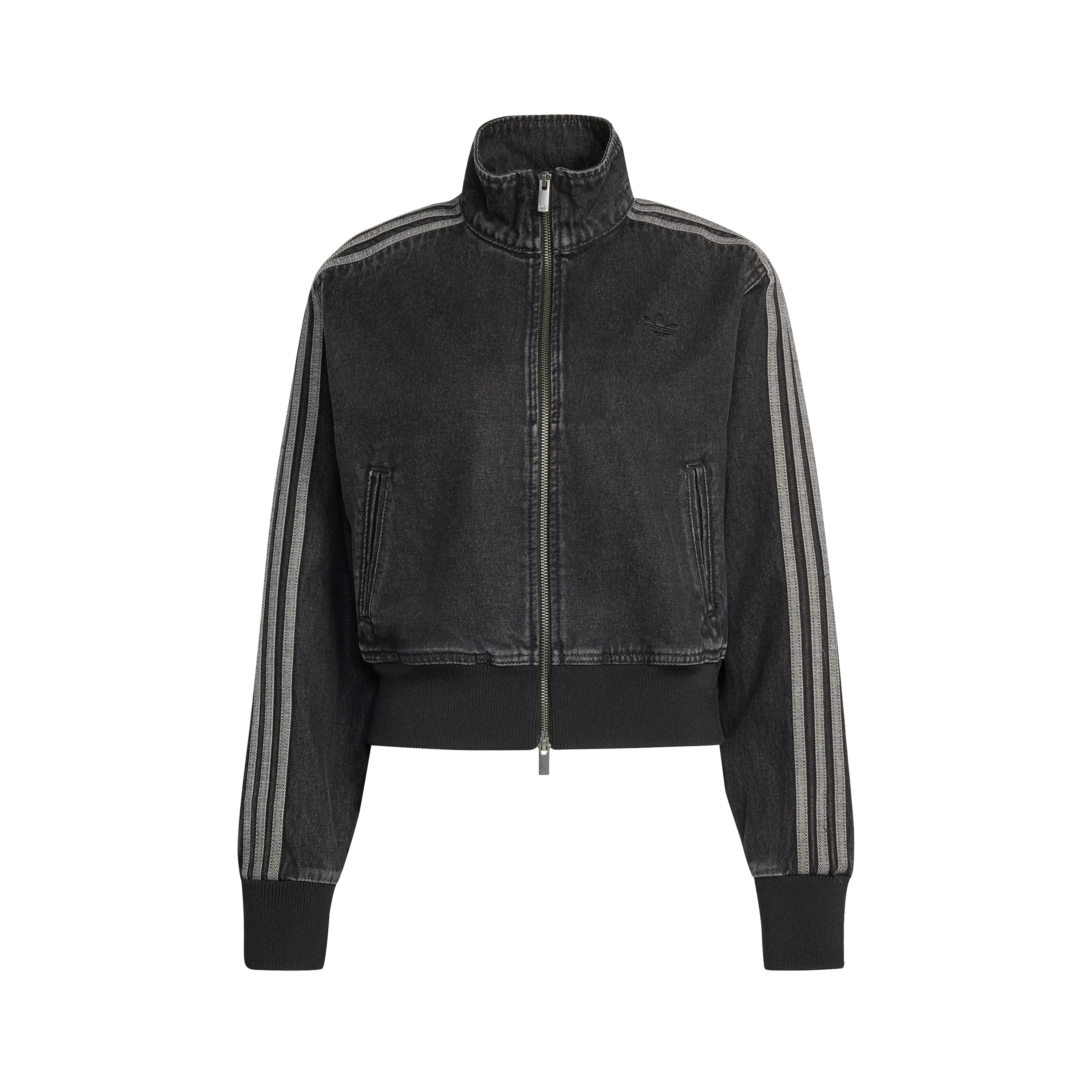 Adidas Denim Firebird Track Top Worn Black