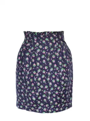 Jupe taille haute en coton imprimé fleur violet et vert Taille 36