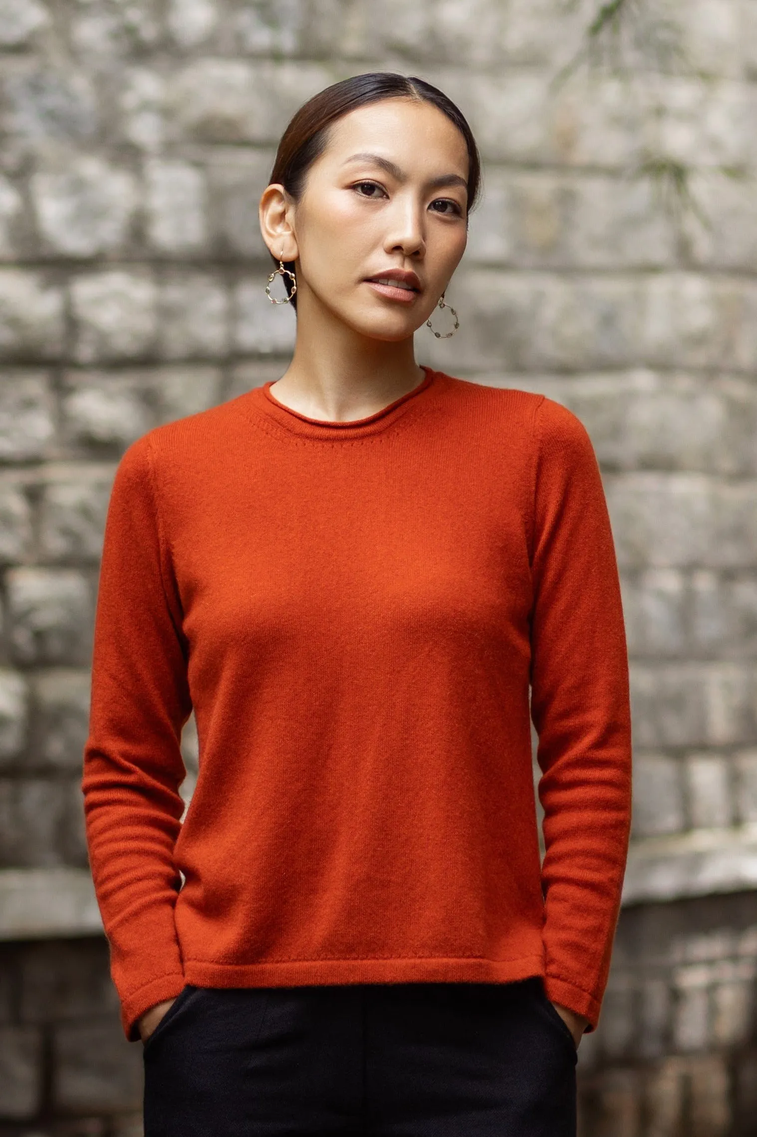 100% pashmina sweater - orange brulée