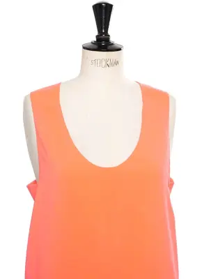 Débardeur bretelles larges en soie orange fluo Px boutique 350€ Taille M — photo 5