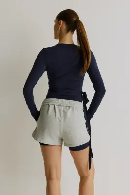 Top de sport croisé en modal - Bleu marine — photo 3