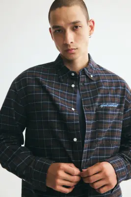 Chemise Oxford Relaxed Fit - Marron/carreaux — photo 2