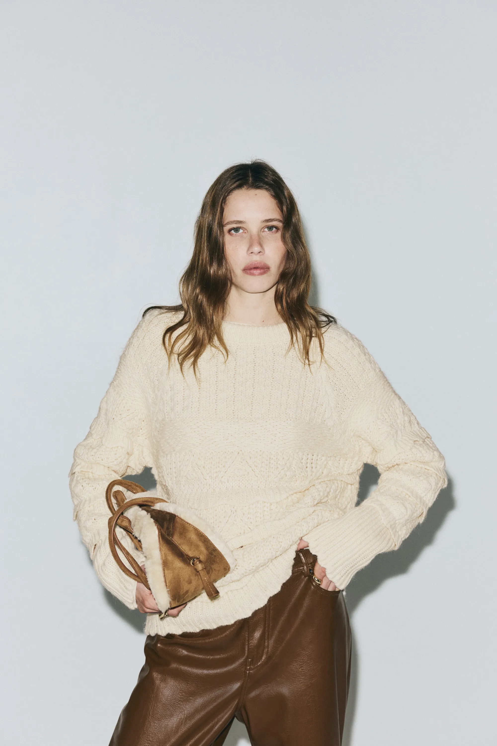 Pull en maille texturée - Beige clair