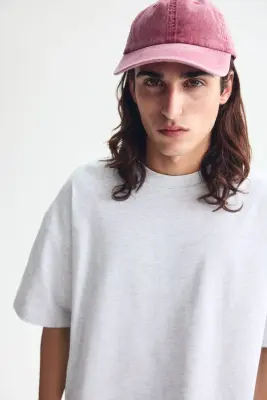 T-shirt Oversized Fit en coton - Gris clair chiné — photo 2