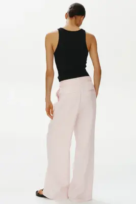 Pantalon large avec ceinture - Rose clair — photo 3