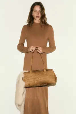 Robe en maille côtelée - Beige foncé — photo 4