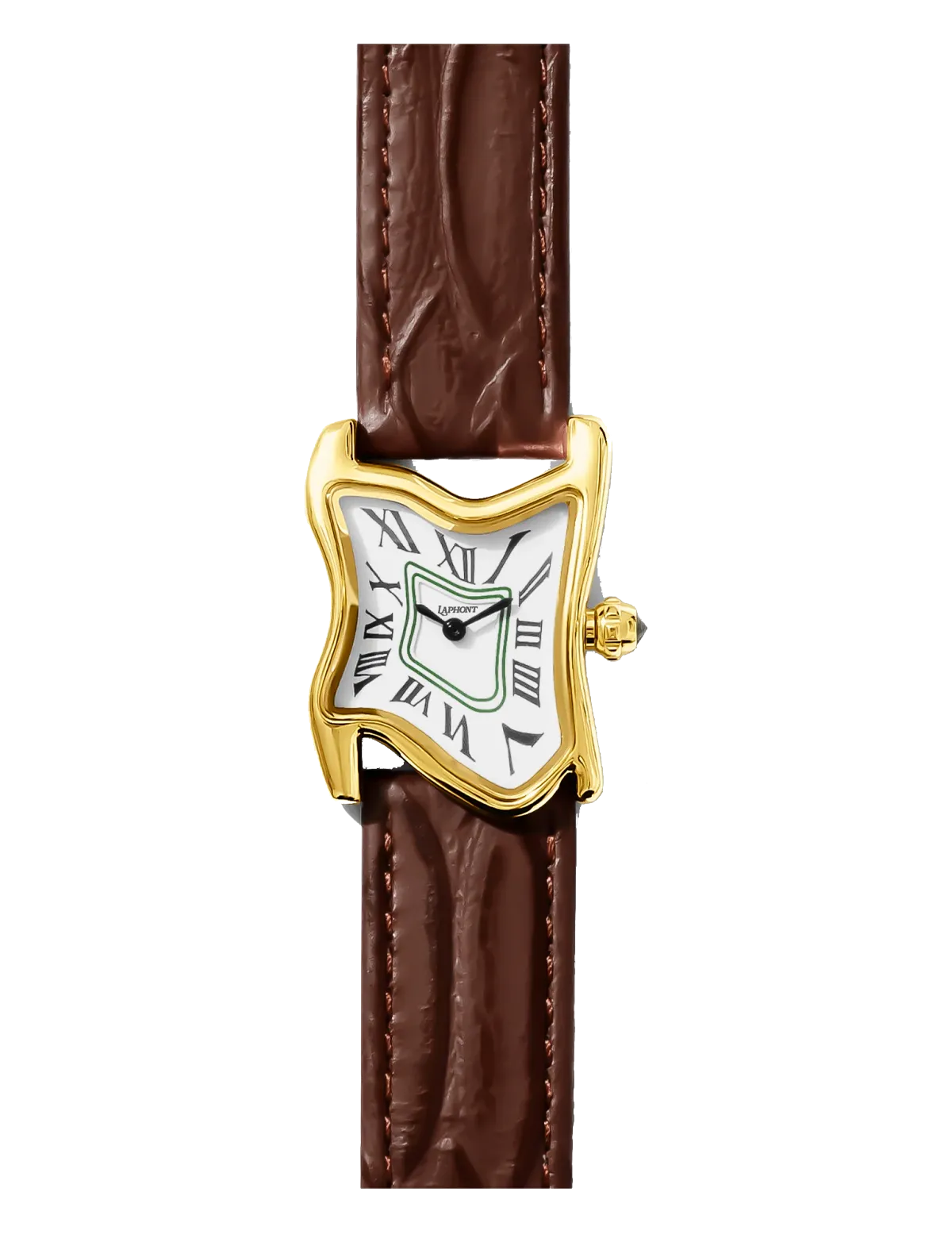 LAPHONT SQUARE MELTING WATCH SMALL GOLD BROWN STRAP