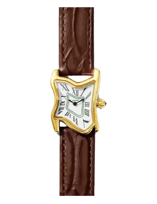 LAPHONT SQUARE MELTING WATCH SMALL GOLD BROWN STRAP — photo 1