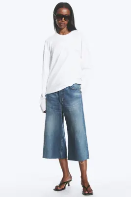 T-shirt coton carré manches longues - Blanc — photo 1